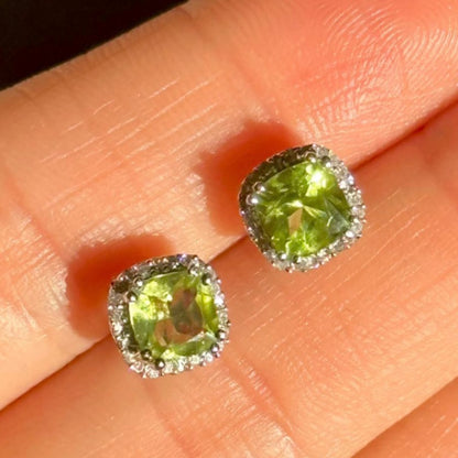 Peridot Diamond Square Studs (double check)