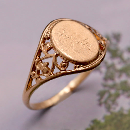 Filigree Heart "KHC" Signet