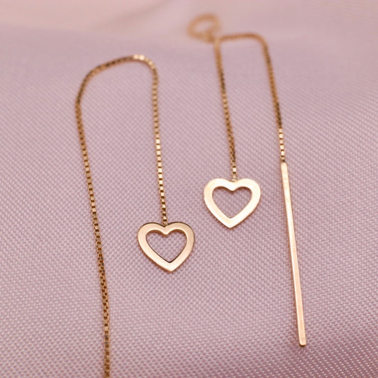 Dainty Heart Threader Earrings