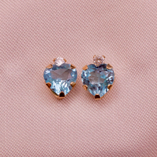 Blue Topaz Heart Studs