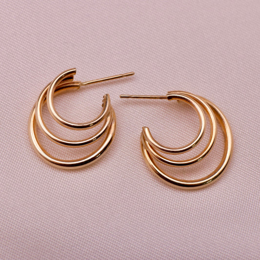 Swooping Triple Circle Earrings