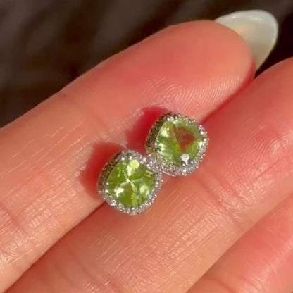 Peridot Diamond Square Studs (double check)